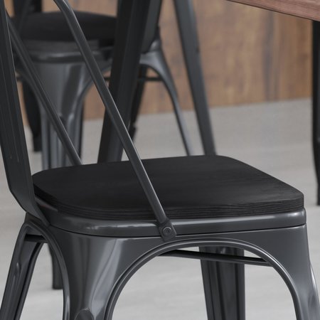 FLASH FURNITURE 4PK Black Poly Resin Seats for Stools & Chairs, 4PK 4-JJ-SEA-PL01-BK-GG